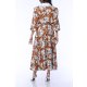 TGH LINO ROCHIE MIDI CU PRINT FLORAL SI GULER ASCUTIT