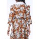 TGH LINO ROCHIE MIDI CU PRINT FLORAL SI GULER ASCUTIT