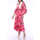 TGH ROCHIE MIDI CU GULER ASCUTIT FUCHSIA SPLASH 