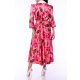 TGH ROCHIE MIDI CU GULER ASCUTIT FUCHSIA SPLASH 