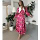 TGH ROCHIE MIDI CU GULER ASCUTIT FUCHSIA SPLASH 