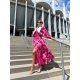 TGH ROCHIE MIDI CU GULER ASCUTIT FUCHSIA SPLASH 