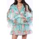 TGH ROCHIE MINI CU VOLANE SI MANECI LUNGI FLORAL FROST