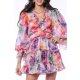 TGH ROCHIE MINI CU VOLANE SI MANECI LUNGI FLORAL FROST