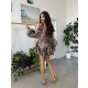 TGH  ROCHIE MINI ANIMAL PRINT CU MANECI LUNGI DECUPATE