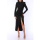 TGH DRAPED WAIST ASYMMETRIC FRONT SLIT MIDI DRESS