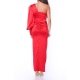 TGH ROCHIE MAXI GLAMOROUS DIN SATIN CU O MANECA BUFANTA