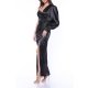 TGH ROCHIE MAXI GLAMOROUS DIN SATIN CU O MANECA BUFANTA