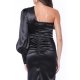 TGH ROCHIE MAXI GLAMOROUS DIN SATIN CU O MANECA BUFANTA